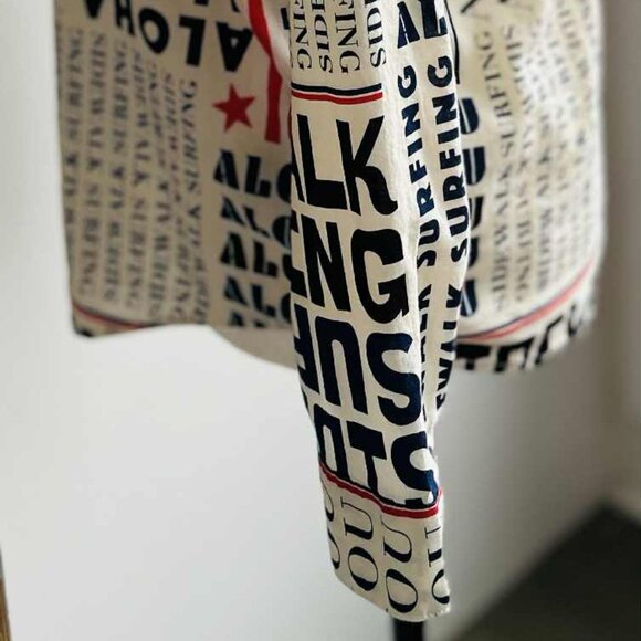 Scotch & Soda Typographic Aloha Print Cotton Viscose Button-Down Shirt – US S - Picture 10 of 13